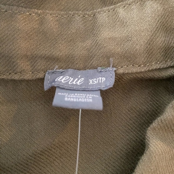 Aerie Romper Shorts Women's XS Green Short Sleeve Romper with Pockets Buttons - Picture 3 of 7